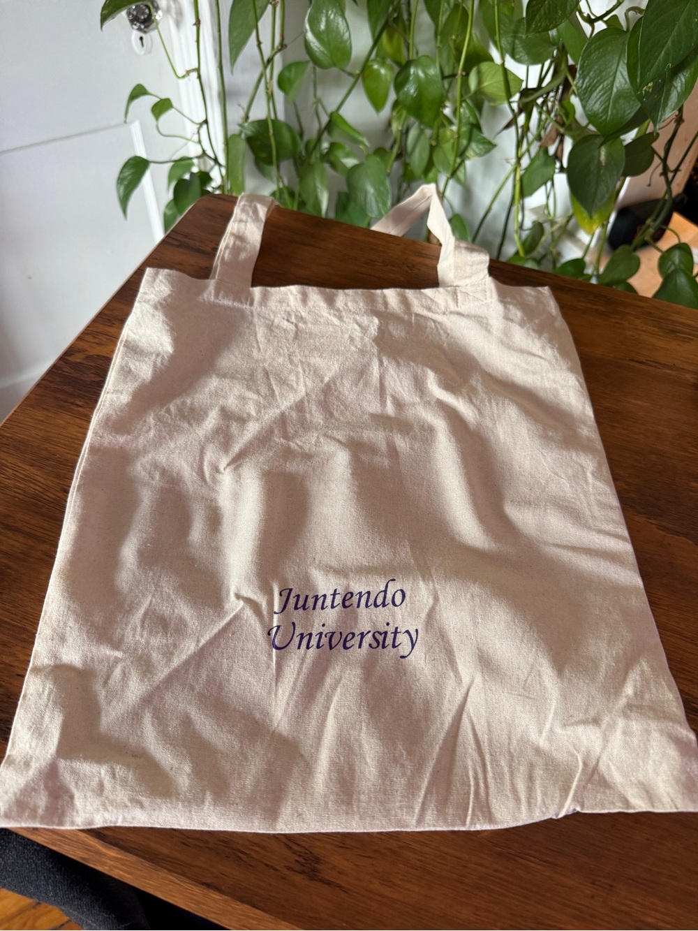 JUNTENDO UNIVERSITY Natural Canvas Tote Bag